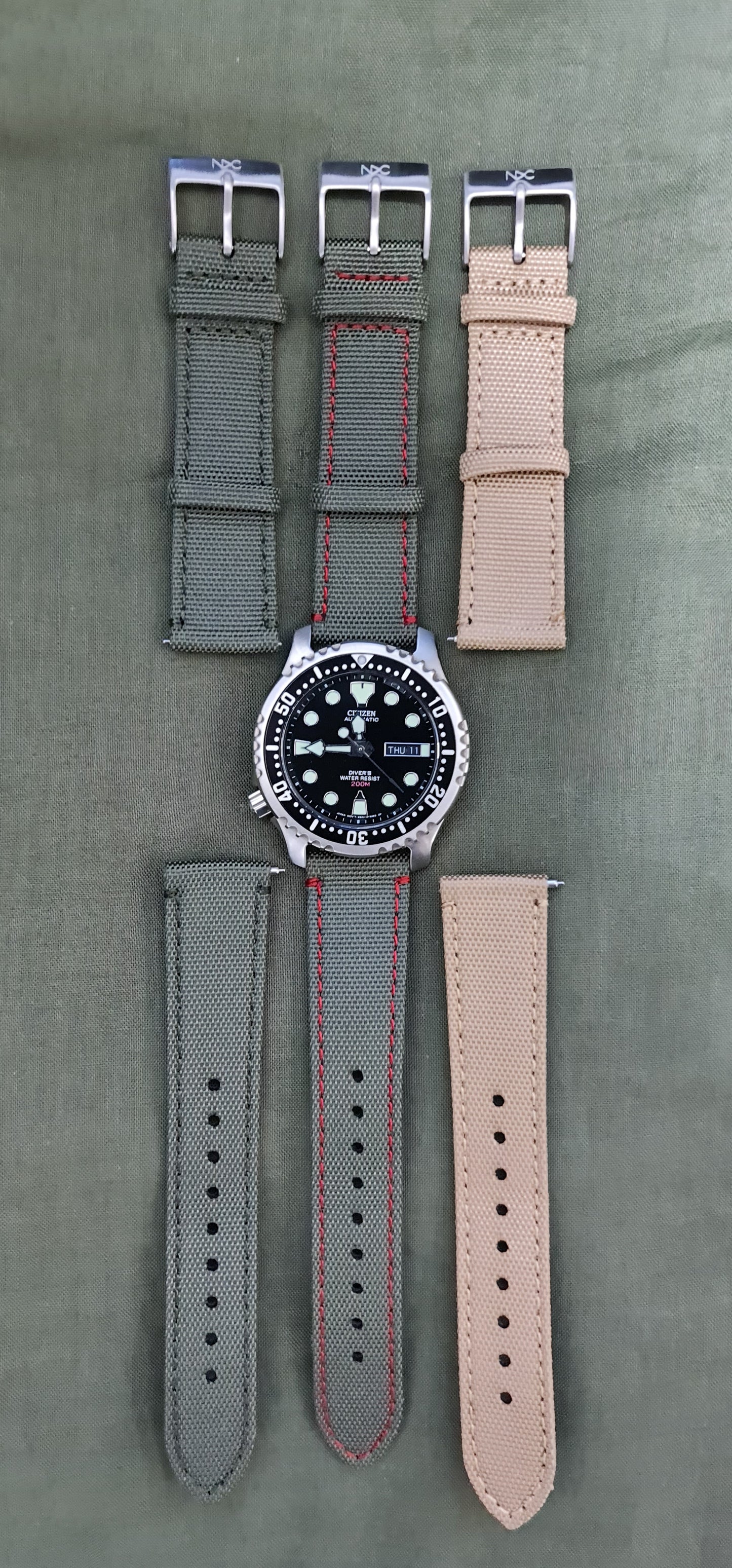 NDC 2 piece water resistant Cordura leather lined straps with quick release spring bars - NDC Straps