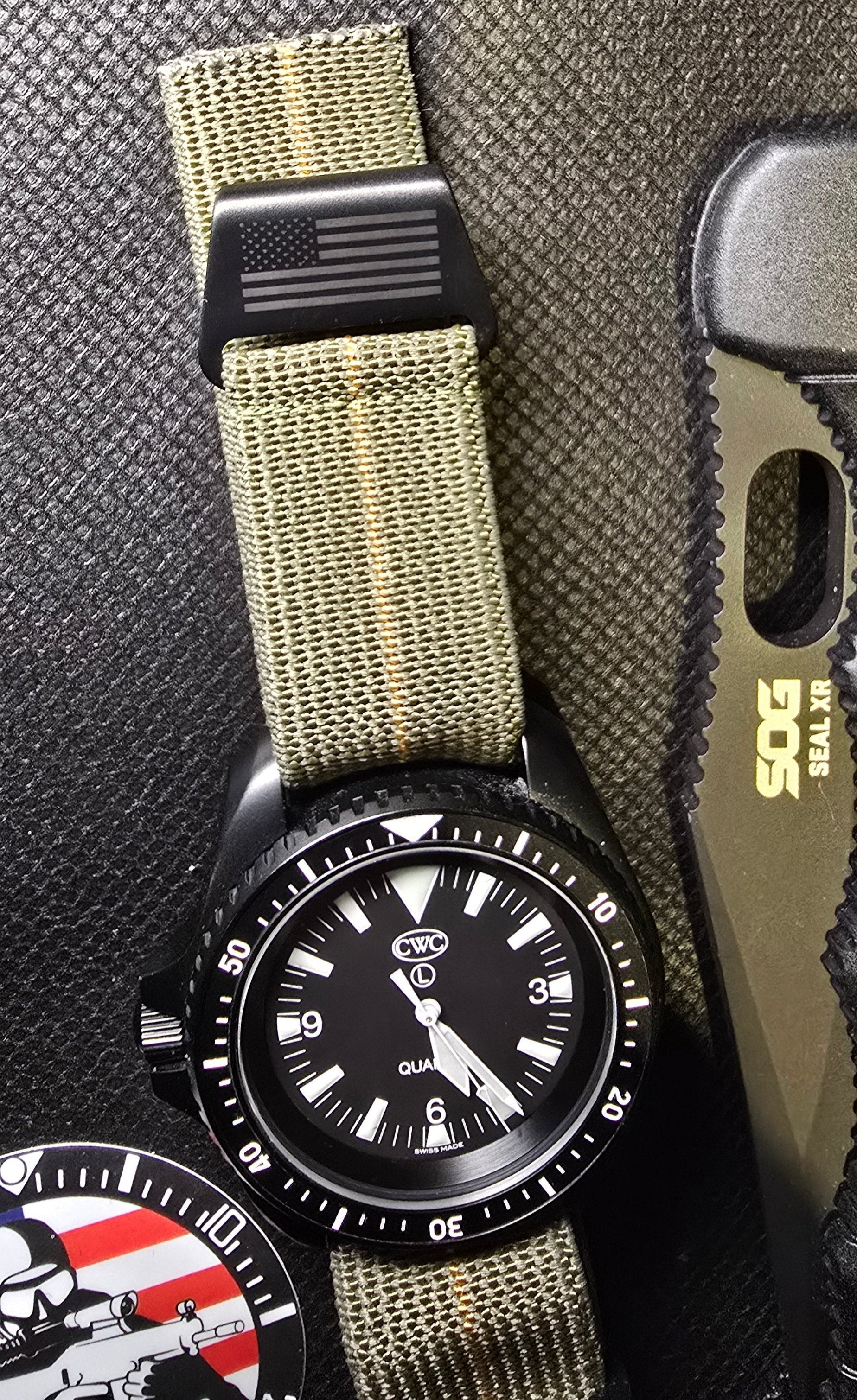 NDCstraps® JUMBO stitch subdued Pvd Nageur de Combat hook dive watch shops Strap made of French MN parachute elastic