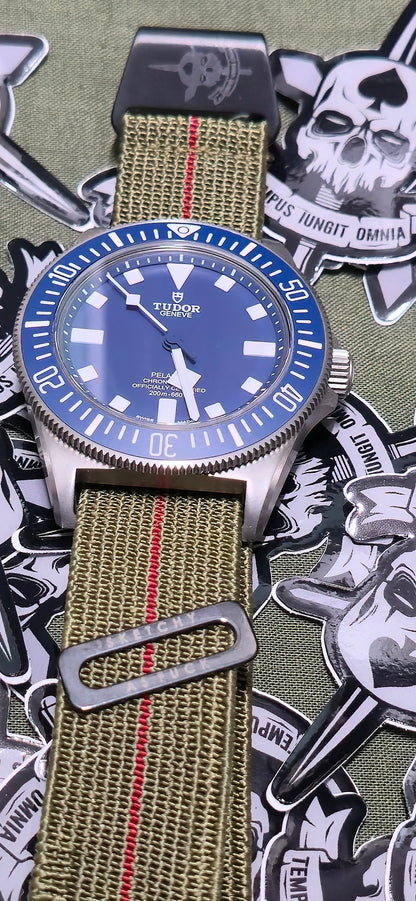 NDC® X Sketchy Boyz Watch Club™ khaki and red stripe strap - NDC Straps