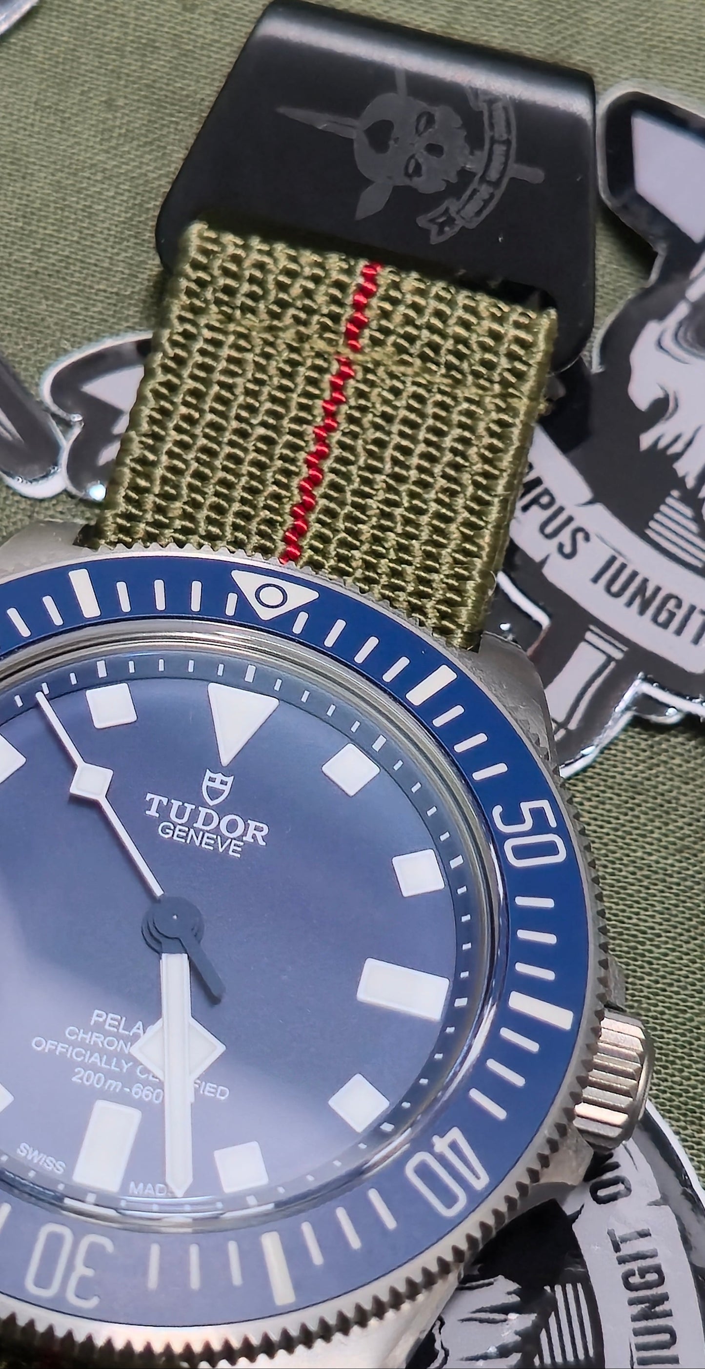 NDC® X Sketchy Boyz Watch Club™ khaki and red stripe strap - NDC Straps