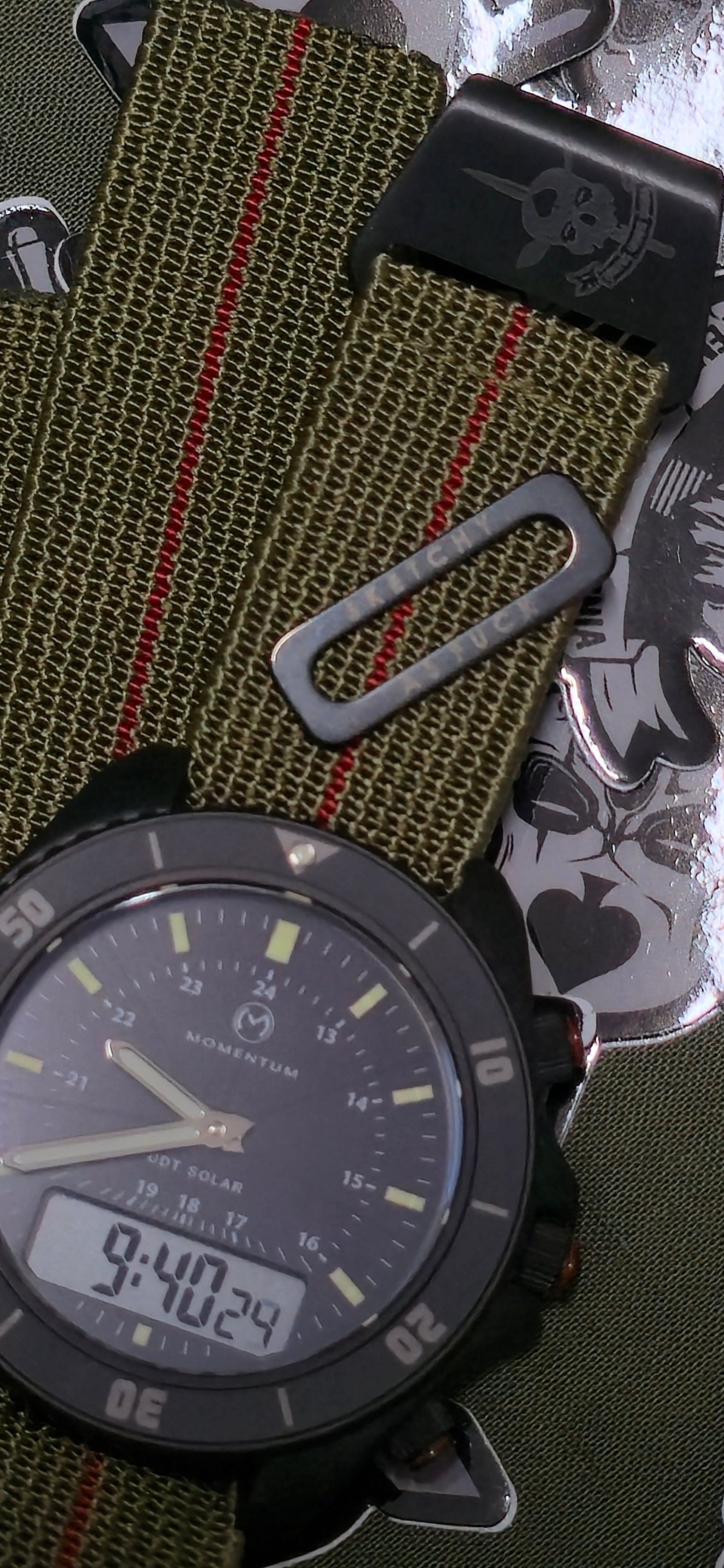 NDC® X Sketchy Boyz Watch Club™ khaki and red stripe strap - NDC Straps
