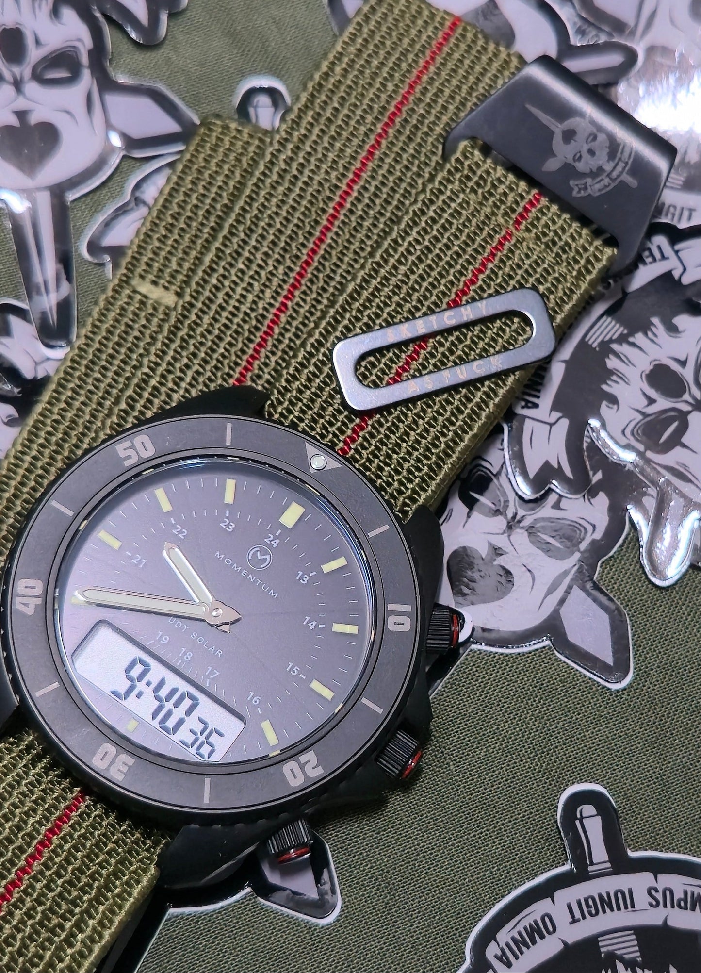 NDC® X Sketchy Boyz Watch Club™ khaki and red stripe strap - NDC Straps