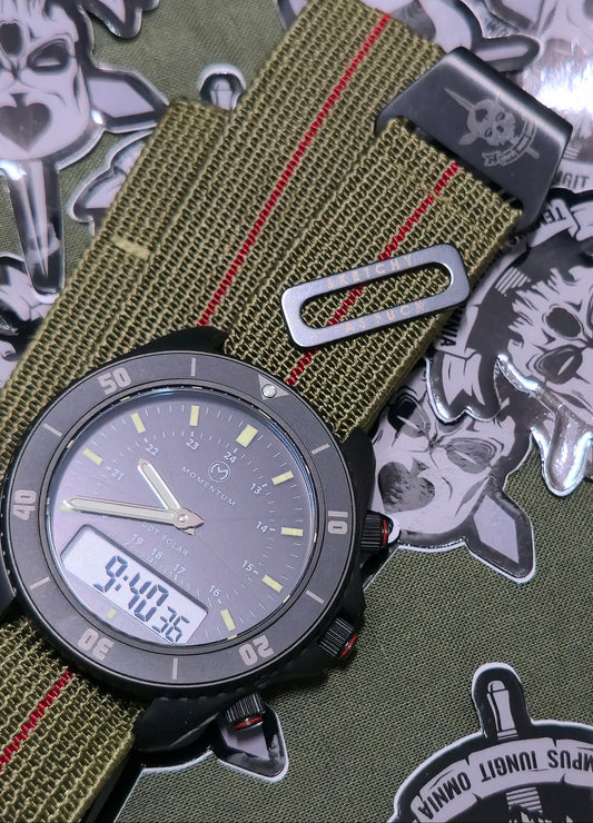 NDC® X Sketchy Boyz Watch Club™ khaki and red stripe strap - NDC Straps