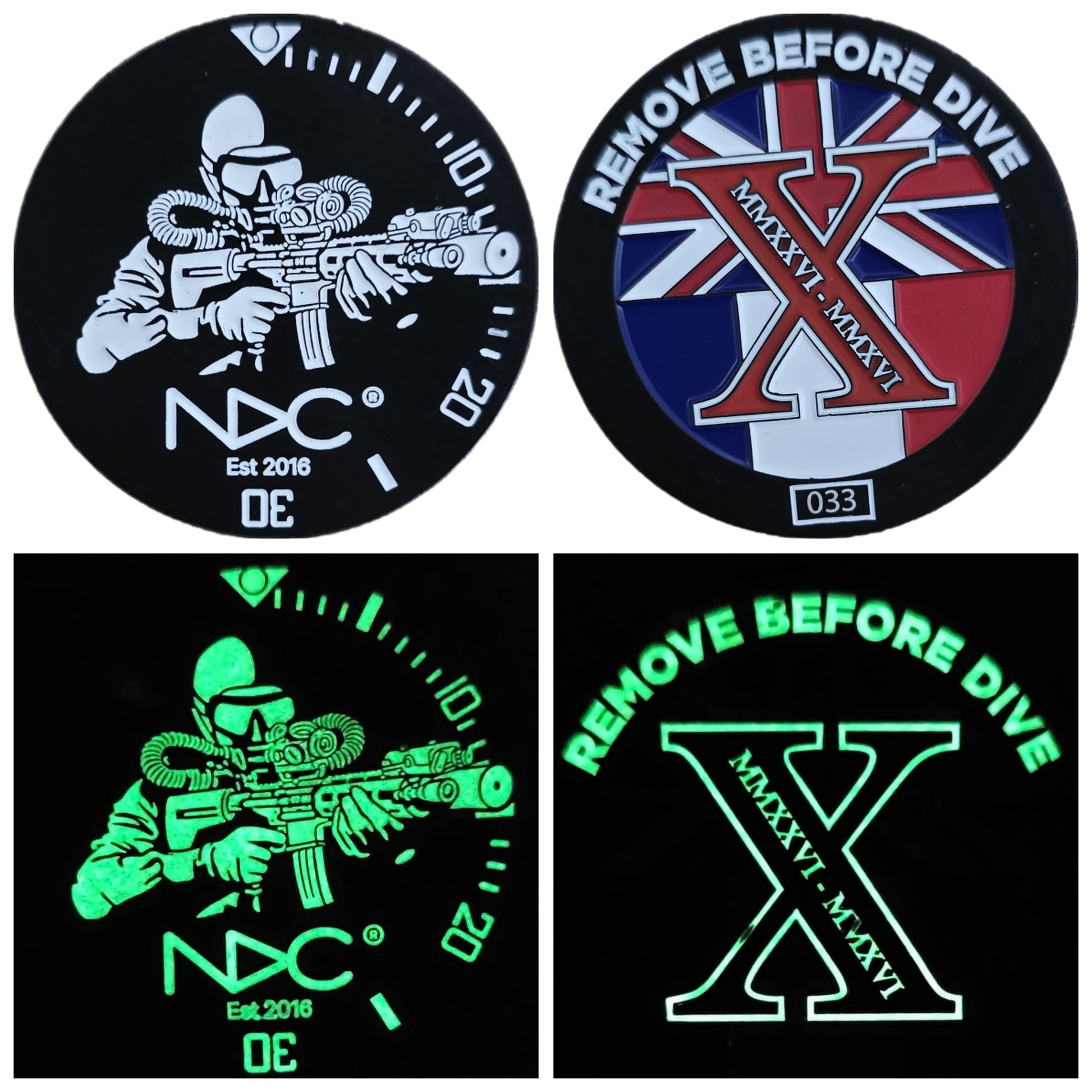NDC challenge coin featuring glow-in-the-dark - Individually Numbered Limited Edition of 50 - NDC Straps