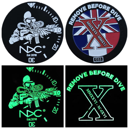 NDC challenge coin featuring glow-in-the-dark - Individually Numbered Limited Edition of 50 - NDC Straps