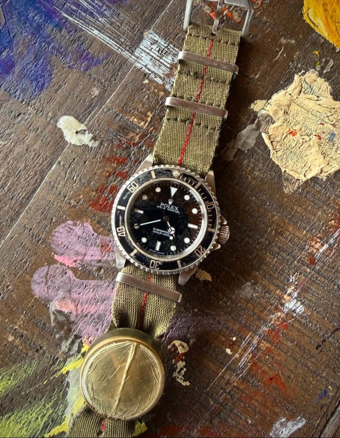 NDC Slim Luxury Nylon Strap – Army Green / Red Stripe. - NDC Straps