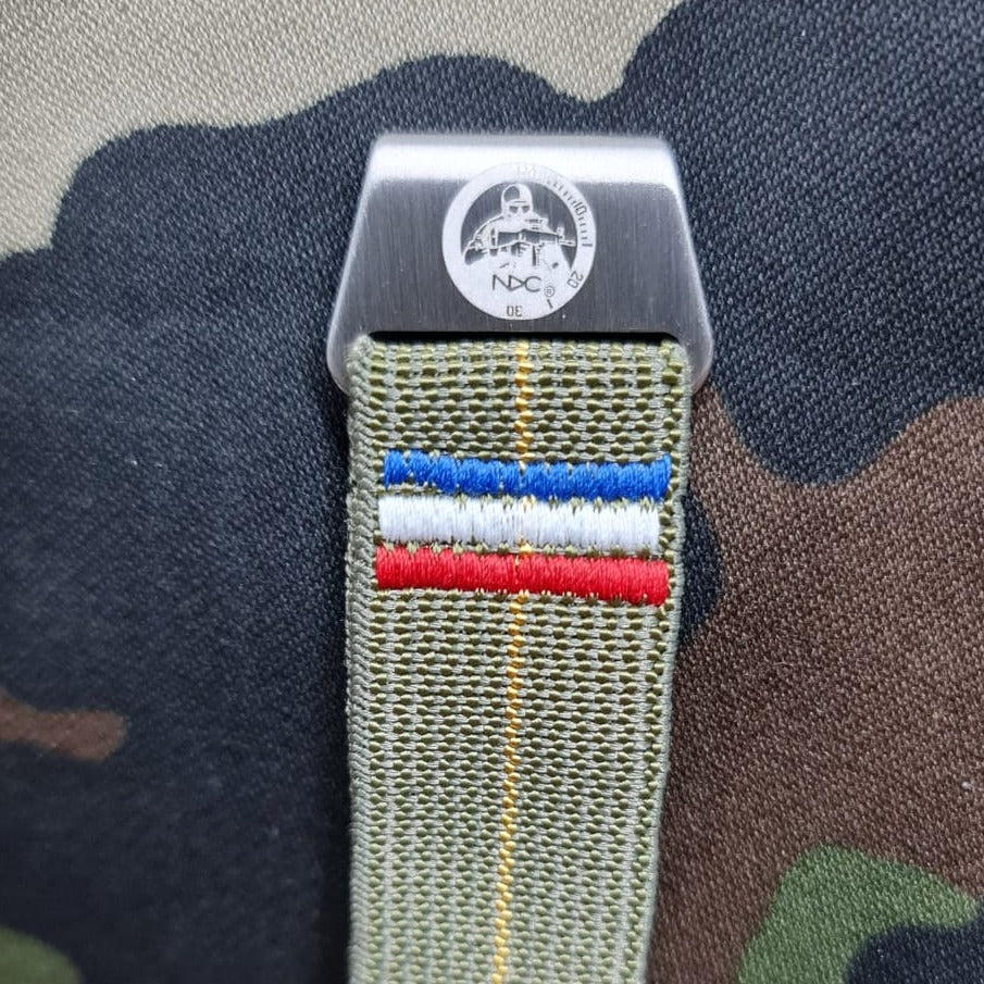 NDCstraps® JUMBO stitch subdued Pvd Nageur de Combat hook dive watch shops Strap made of French MN parachute elastic